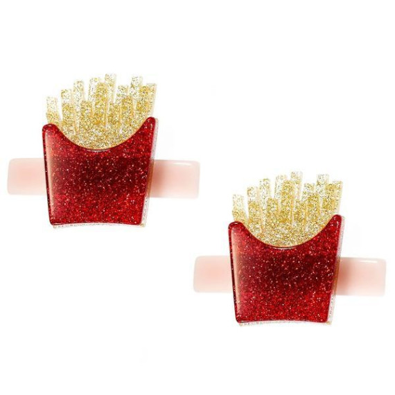 French Fries Alligator Clips - Glitter Red 頭夾套裝