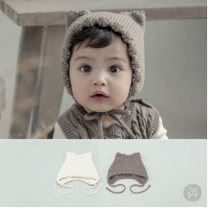 Kids Clara - Fla knit baby bonnet 小耳朵冷織小帽