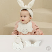 Hola 可愛小兔圖案口水巾 連 頭帶套裝 