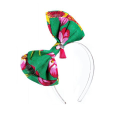 復古設計織布蝴蝶頭箍- 綠色系