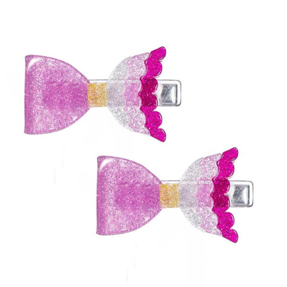 美人魚系列 - 蝴蝶魚尾髮夾套裝  霓虹粉色（鴨咀夾）