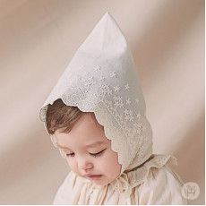 Kids Clara - Jane Lace bonnet -白色