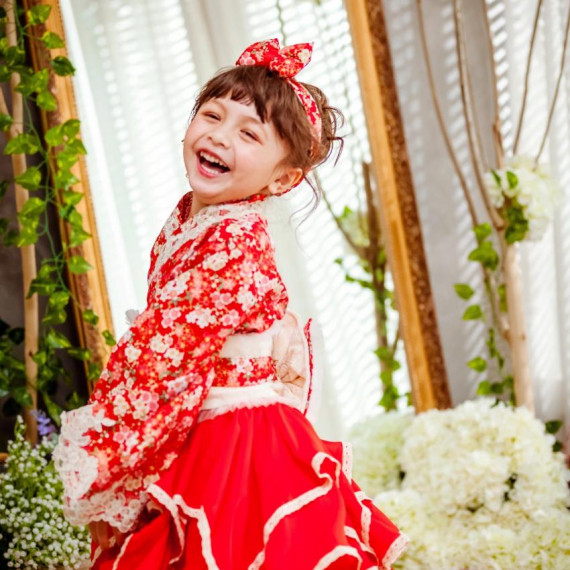 Japan style new year kids dress set